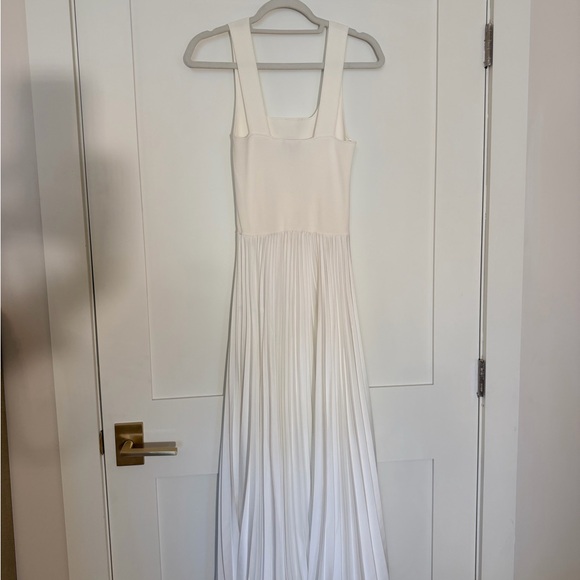 Theory White Sleeveless Pleated Maxi Dress - Picture 3 of 5